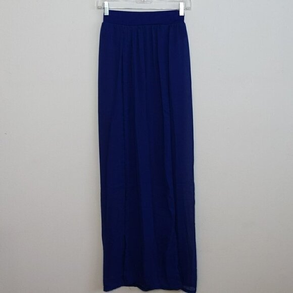 Blue Festival High Slit Sheer Maxi Skirt - Picture 1 of 5